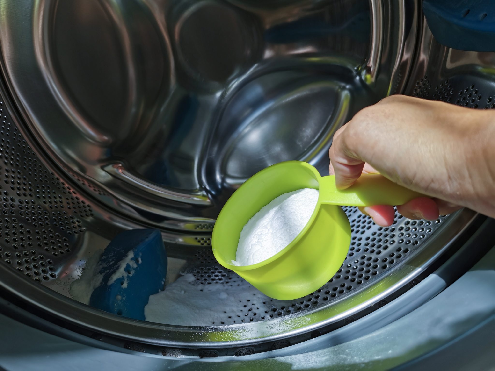 Clean inside. Washing Soda. The process of the washing car.