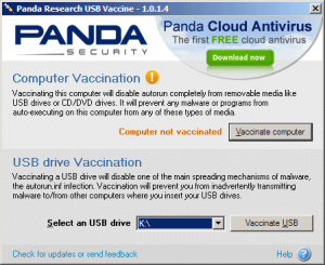 Главное меню Panda USB Vaccine