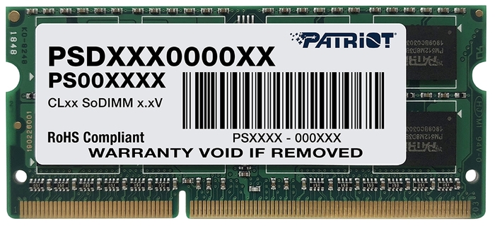 Patriot Memory PSD34G13332S 4GB DDR3 1333MHz SODIMM 204-pin CL9